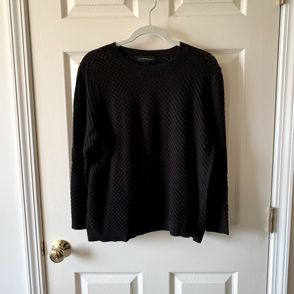 Lane Bryant Lightweight Pointelle Black Sweater - Picture 2 of 5